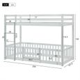 DRIPEX Lit Superposé 200x90cm,Lit Enfant avec barrière de sécurité,lit cabane avec escalier,Blanc-1