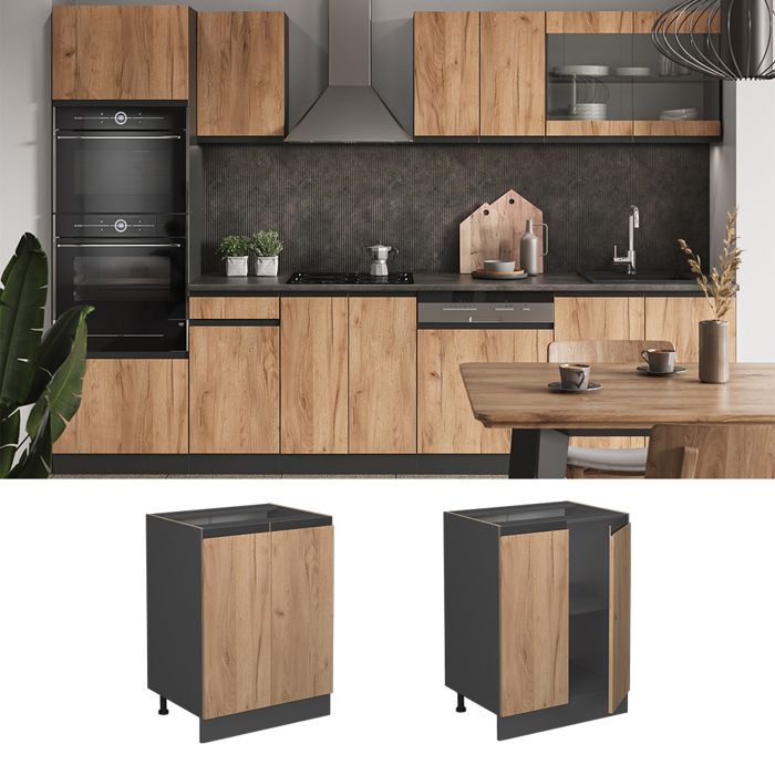 Meuble de cuisine, élément haut, élément bas, cuisine intégrée,anthracite, VICCO