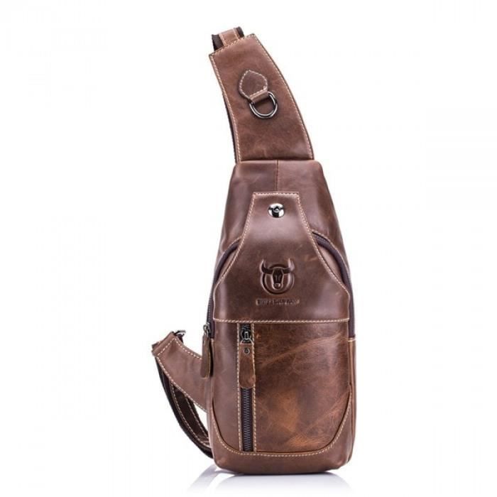 Sac Bandoulière Homme En Cuir Véritable Bullcaptain - Noir - Élégant Et Fonctionnel - Neuf Avec étiquettes