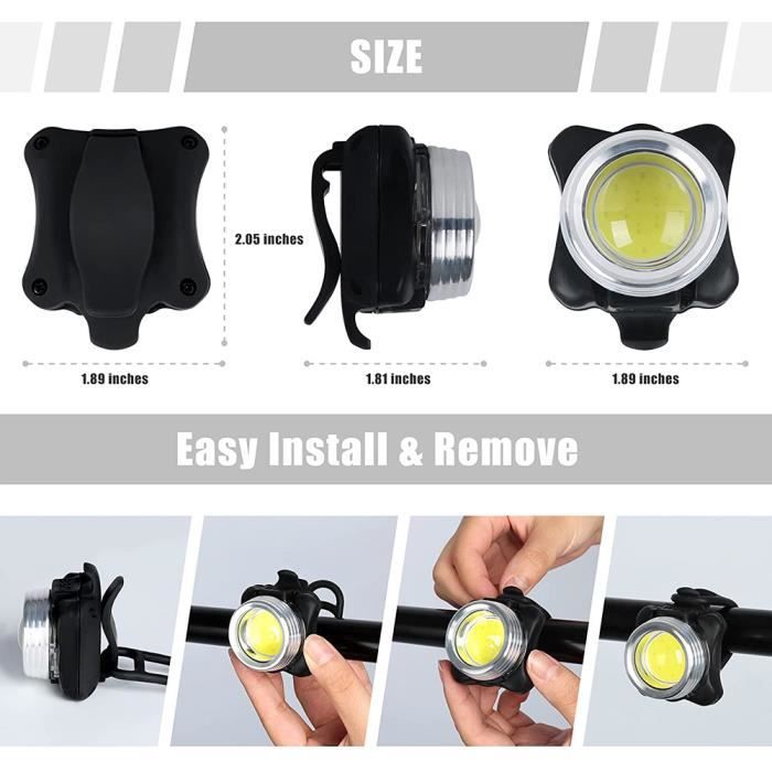 Kit Feux Avant Et Arrière Vélo USB – 2 Styles, LED Haute Luminosité, Modes Multiples, étanches IPX4/IPX5, Pour Route Et VTT