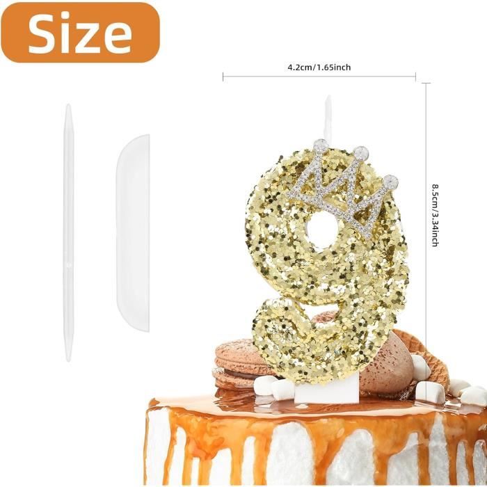 10 Pièces Bougies D'Anniversaire Dorées Chiffres 0-9 + 10 Bougies Spirales Dorées - Décoration Gâteau