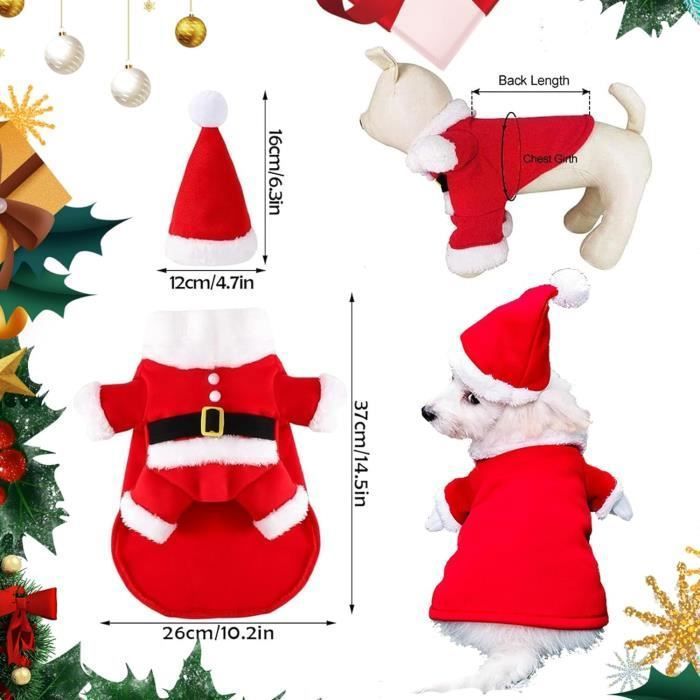 Costume De Noël Pour Chien/Chat - Tenue Élan Verte Avec Serviette De Bave - Taille Réglable 5-10 Lbs - Cadeau Festif