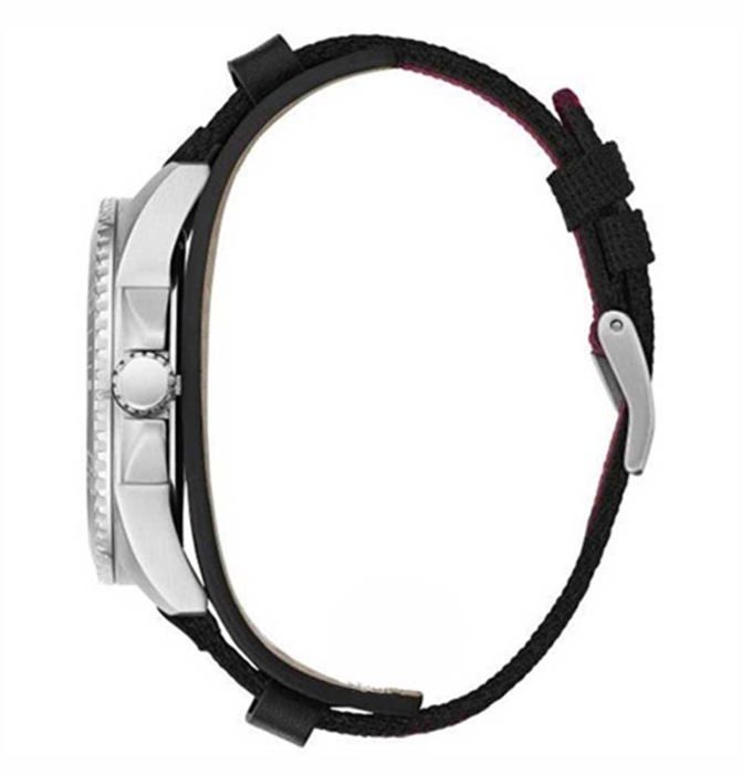 Montre GUESS G10598L Pour Homme - Cadran Noir, Boîtier Acier, Bracelet Cuir, Neuve Avec étiquettes