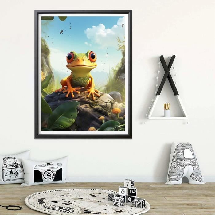 Kit Peinture Diamant 5D Complet - Grenouille - Broderie Mosaïque 30x40 Cm - DIY Animal