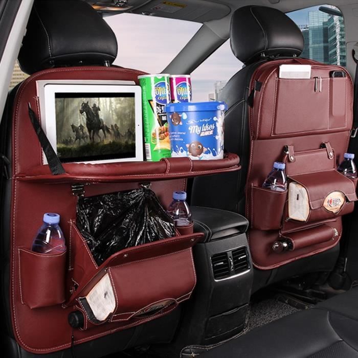 Rangement intérieur,Sac de rangement pour siège arrière de voiture,  organisateur de Table de voyage avec - Type Brown with trash - Cdiscount  Auto