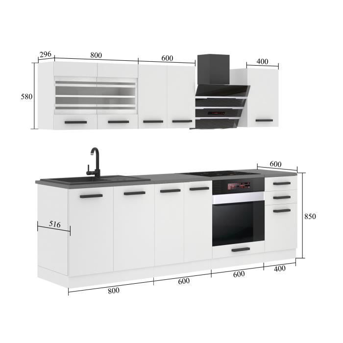 Cuisine Complète - B BELINI GROUP - MARGARET - 240 cm - Ébène Royal ...