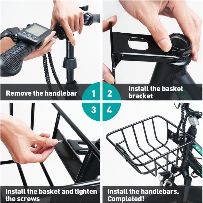 HITWAY Panier Vélo Avant/Arrière Métal Noir – Résistant Eau, Montage Facile Pour HW BK8/BK8S