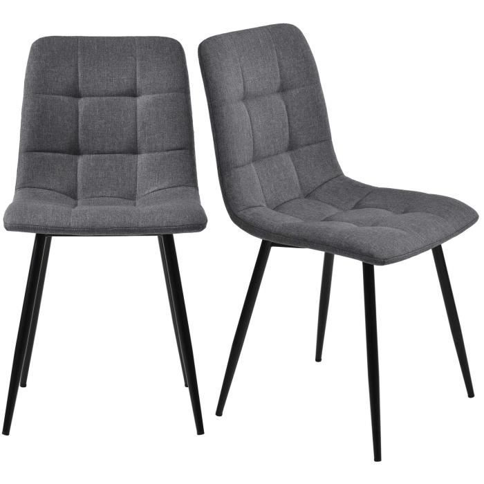 Lot de 4 chaises de salle à manger cuisine design moderne tissu gris foncé  et bois courbé CDS021570