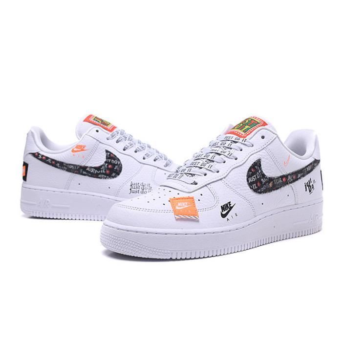 Baskets Nike Air Force 1 Low Just Do It AUTREMENT Blanc Synthetique Lacets blanc noir Cdiscount Chaussures