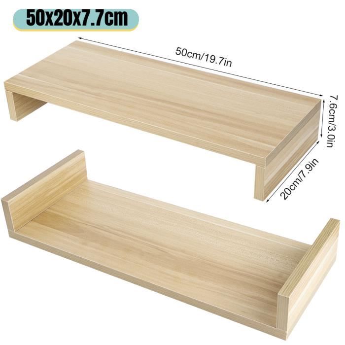 Support de moniteur en bois, organiseur de bureau multifonction en bois