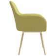 Lot de 4 Chaises de salle à manger - Style Scandinave avec accoudoirs - Fauteuil Chaise de cuisine Vert Tissu-3