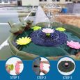 Fontaine Solaire Extérieur Flottante Leytn® Lotus pour Jardin Bassin Piscine Bain d'oiseau Décoration - Vert-3