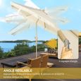 Parasol octogonal inclinable - OUTSUNNY - Beige - Franges - 265x265x244cm-3