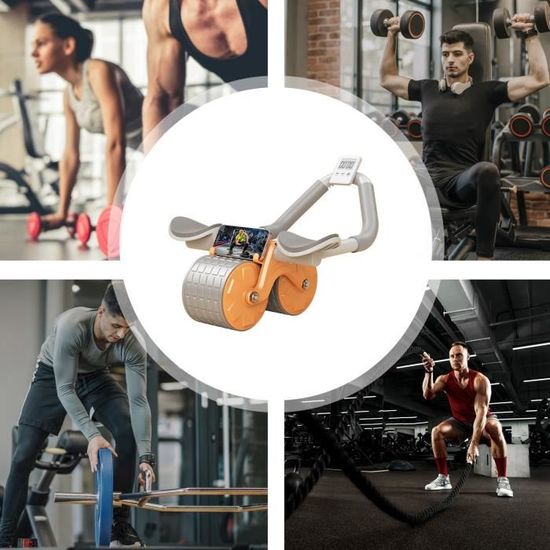 LOODIA Roue Abdominale 3 Roues Avec Rebond Automatique – Appareil Musculation Abdos Maison Ultra Stable