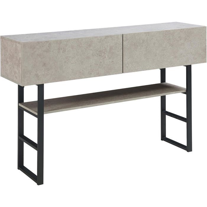 [en.casa] Table Console Design Industriel, 2 Tiroirs, Effet Béton Clair ...