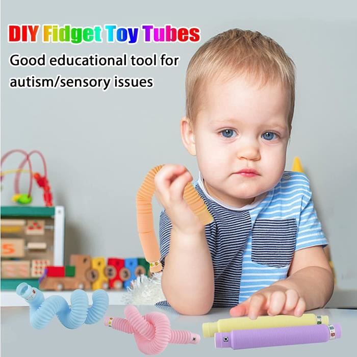 Tubes Lumineux LED Pop - Lot De 12 Jouets Sensoriels Flexibles Et Extensibles | Pour Fêtes, Anniversaires, Halloween, Noël