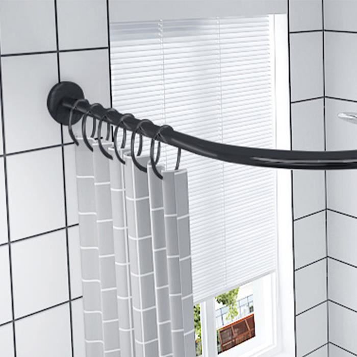 Tringle De Douche D'Angle En L YOFOQ - Acier Inoxydable 304 Réglable 62-94x141-174 Cm - Avec 16 Anneaux