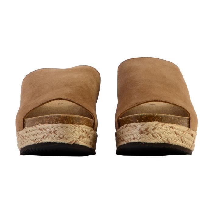 Mules en cuir Scholl Malaga taupe pour femme Talon compens