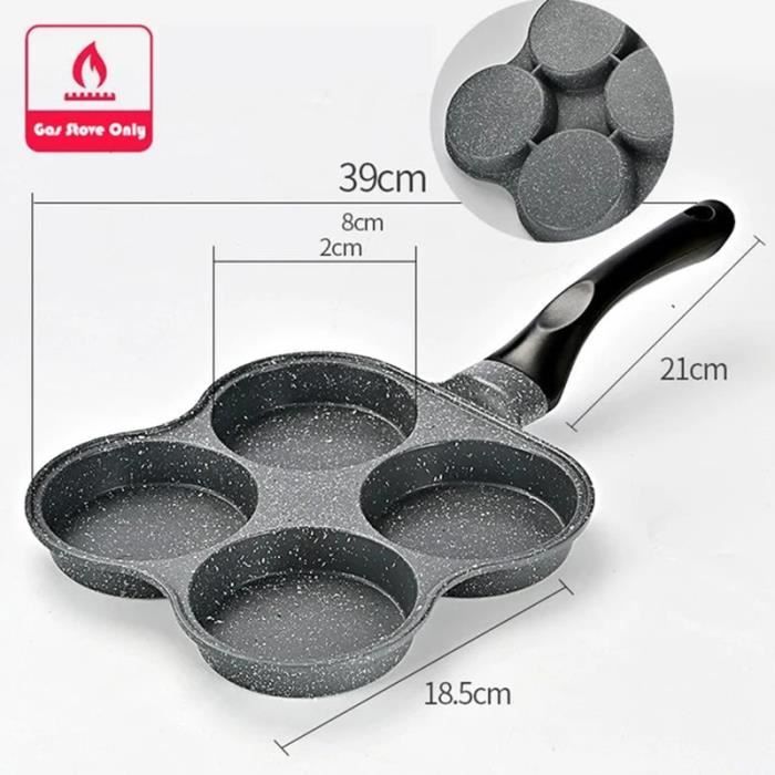 Justup Poêle à Œufs 4 Trous En Forme De Cœur - Poêle Omlette Anti-adhésive Pour Œufs, Bacon Et Hamburgers, Blanc