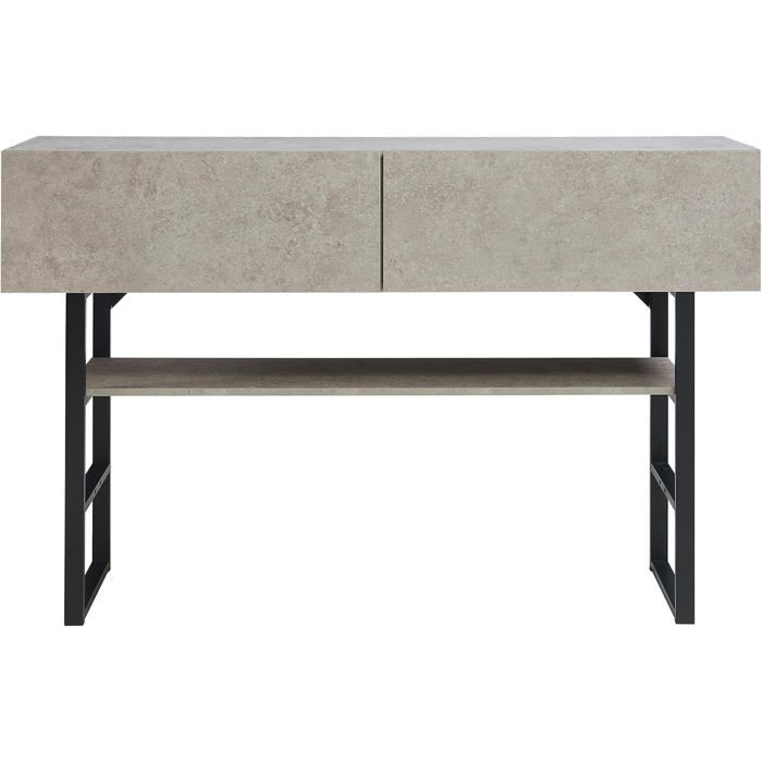 [en.casa] Table Console Design Industriel, 2 Tiroirs, Effet Béton Clair ...