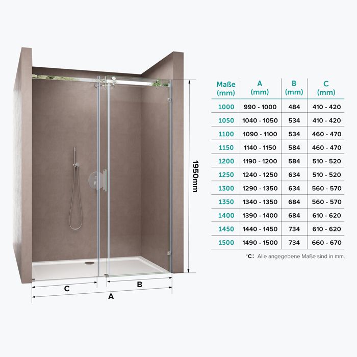 Paroi de douche avant coulissante | Verre trempé transparent de 8 mm | Anti-calcaire | Profilage du titane 150cm | Leroy Merlin