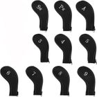 QIEDOVIEY Pack de 10 couvre-têtes de club pour couvre-têtes en fer, golf, col long,noir