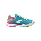 Chaussures de Tennis BABOLAT Femme Jet Match II Clay Turquoise / Jaune / Rose PE 2020 - Respirantes