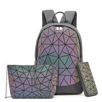 Sac à Dos,Grand ensemble Sac à Dos femmes géométrique Sac à bandoulière lumineux pour - Type Backpack wallet 3ps