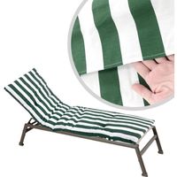 Matelas de transat bain de soleil - Vert rayé blanc - 180x55x7cm - 100% polyester