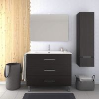 Meuble de salle de bain VÁLI 100CM Chêne sinatra avec plan vasque, miroir et colonne. Avec porte serviettes en cadeau!!!