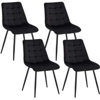 Lot de 4 chaises en Velours - chaises de salle à manger style rétro,ergonomiques - 47 Lx43 Px50 H cm(noir)