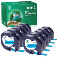 10 GREENSKY Compatible pour Dymo LetraTag Ruban Plastique 91205, 12mm x 4 m,pour Dymo LetraTag LT-100H,  noir sur bleu