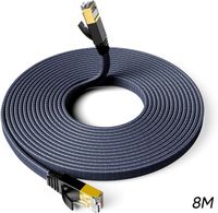 8M Câble Ethernet CAT7, External & Internal LAN Cable 10Gbit/s 600MHz Plat Tissage Nylon STP RJ45 Cable