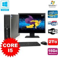 Lot PC HP Elite 8200 SFF Core I5 3.1GHz 16Go 2To DVD WIFI W7 + Ecran 22"