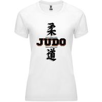 T-shirt femme JUDO sport France Japon - Blanc - Manches courtes - Coupe près du corps