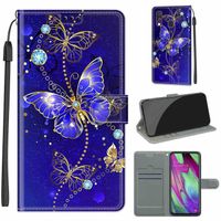 Peint Housse Étui Pour Samsung Galaxy A40 5.9" fermeture magnétique portefeuille Flip - Papillon bleu