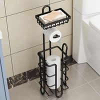 Porte papier toilette Porte-rouleau Noir, Acier 15*15*62cm