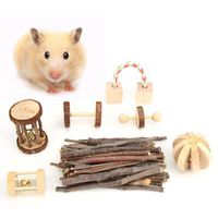 VGEBY jouet à mâcher de lapin Ensemble de jouets en bois à mâcher pour petits animaux de compagnie pour hamster chinchilla lapin