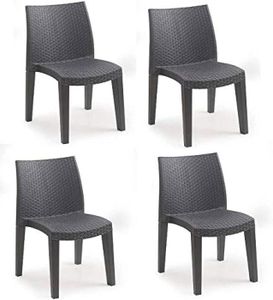 FAUTEUIL JARDIN  Chaise d’extérieur Ravenna, Chaise de jardin, Chaise pour table à manger, Fauteuil d'extérieur effet rotin, 100% Made in.[Q29]