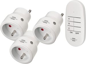 PRISE Lot de 3 Mini Prises télécommandées programmables avec télécommande Comfort-Line Blanc (Utilisation en intérieur avec téléco[J4602]
