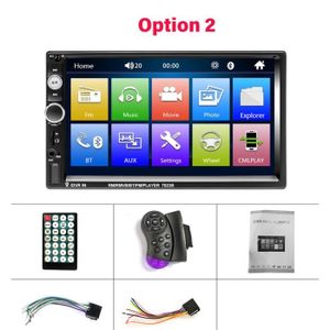 AUTORADIO Option 2 - Autoradio avec lecteur multimédia, 2 Din, Android, Bluetooth, FM, Audio, AUX, USB, SD, Mirrorlink