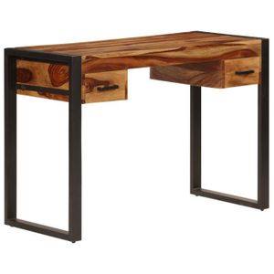 BUREAU  Bureau en bois de Sesham avec 2 tiroirs - Contemporain - 110x50x77 cm - Marron