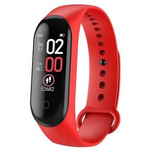 BRACELET MONTRE CONNEC. Montre connectée,Smart Watch M4 Fitness Tracker Fréquence cardiaque Pression artérielle Nombre de pas Hommes Femmes - Rouge[B2405]