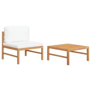 Ensemble table et chaise de jardin Salon de jardin - LIZ - 2 pcs - Bois de teck - Cou