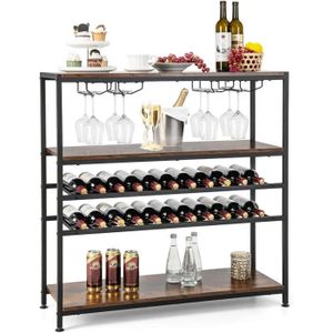 Ensemble de casier à vin mural d'étagères en verre de bouteille 2/4 Abs,  support de rangement d'étalage de vin pour cuisine salle à manger bar