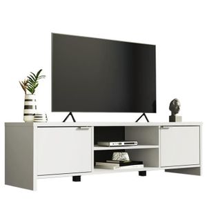 Meuble TV BELEK 120 cm à 2 portes et 3 niches coloris Sonoma.