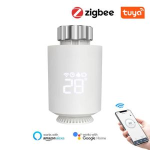 THERMOSTAT D'AMBIANCE Thermostat Intelligent ZigBee TRV-Radiateur Réglable par Tuya,Contrôleur de Température avec Actionneur,Compatible Alexa Google Home