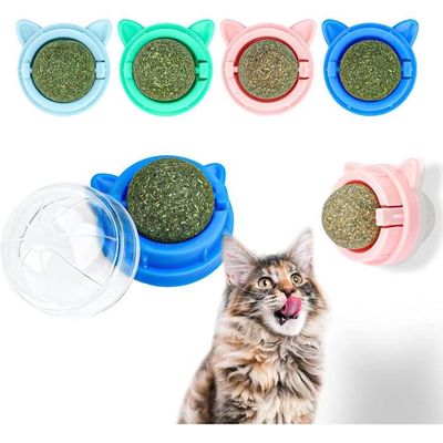 Jouet Mural Pour Chat Boule D'Énergie Herbe à Chat Jouet Comestible Auto-Adhésif Jouet Sûr Pour Chaton Jouet à Mâcher Pour Poursuite Des Dents Nutrition Collation Blanc