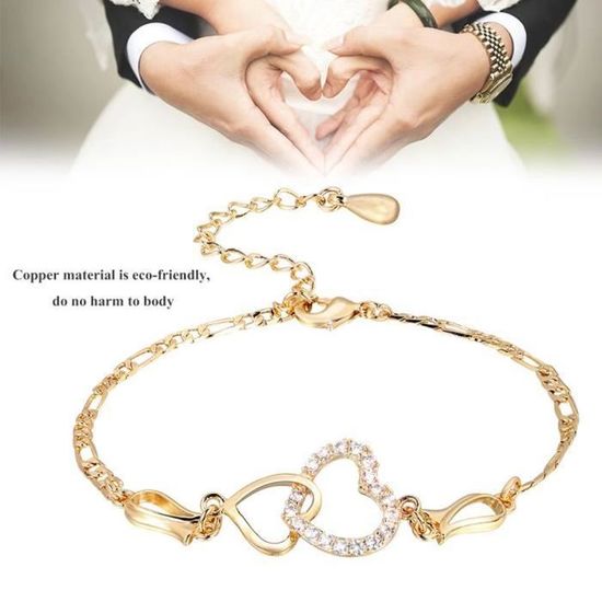 ChainsHouse Bracelet Cheville Femme Initiale A-Z Double Chaîne Rolo Avec Pendentif Cœur - Acier Inoxydable Argenté Ou Doré