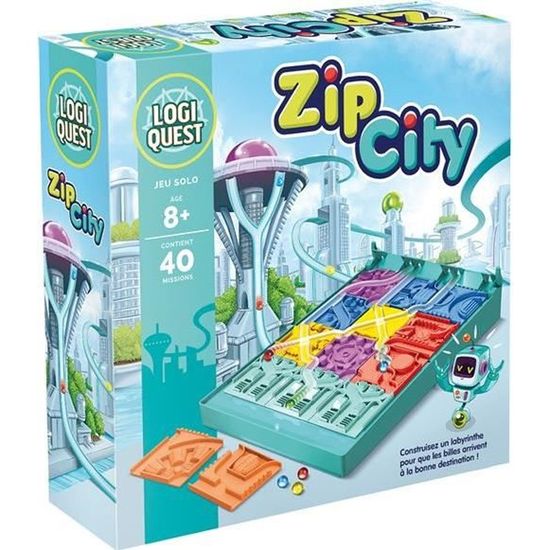 Jeu de société - ASMODEE - Logiquest Zip City - Casse-têtes fun et logiques pour enfant à partir de 8 ans
